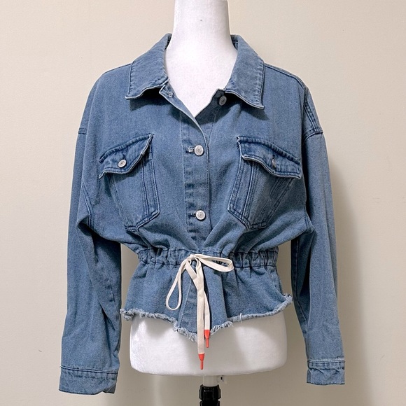 By 26 Ashley Vintage Charm NEW Denim Paperbag Drawstring Waist Jacket Top XL - Picture 12 of 16